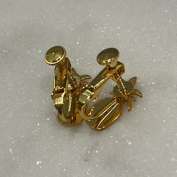 Pineapple Clip-On Earrings (Gold Metal) - Picture 3 of 4
